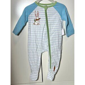 Mud Pie 3-6m NWT Easter Bunny Rabbit zip footie sleeper romper footed applique